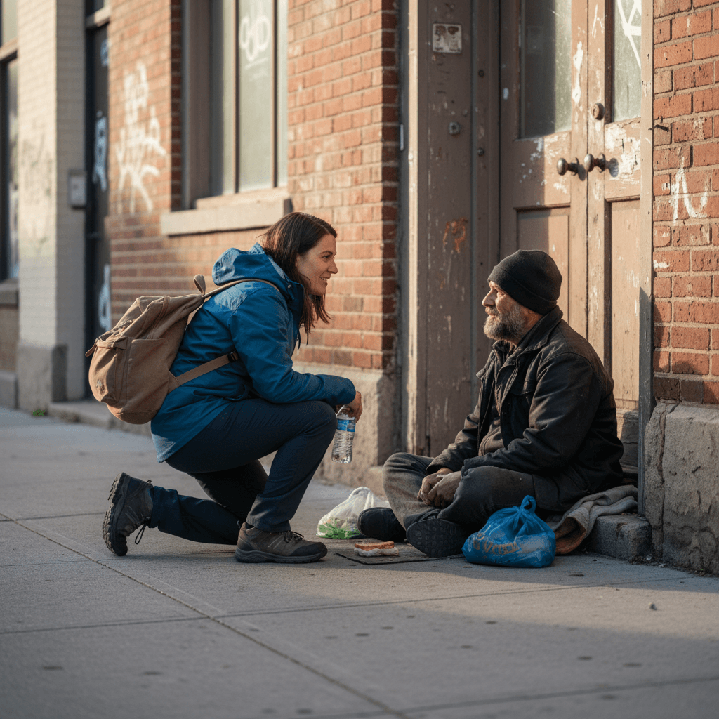 Street-level conversation during an outreach walk