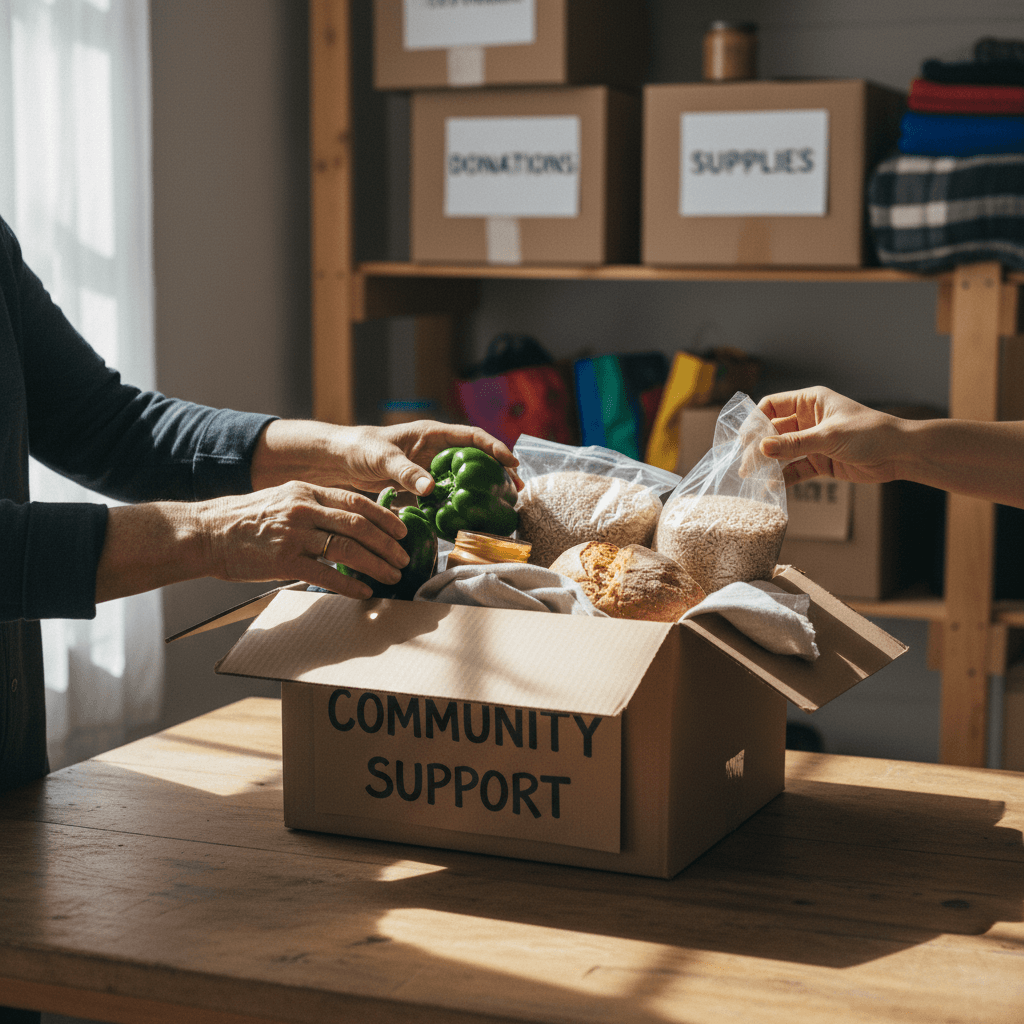 Outreach worker handing supplies to a person in need